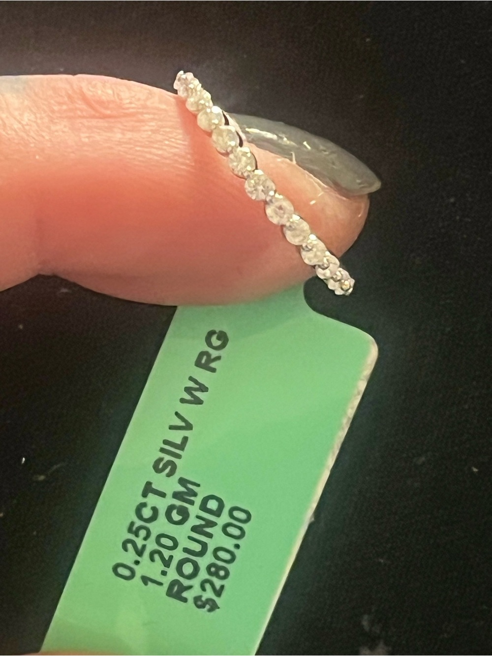 Silver Round Diamond half Eternity Band in White - Unbranded